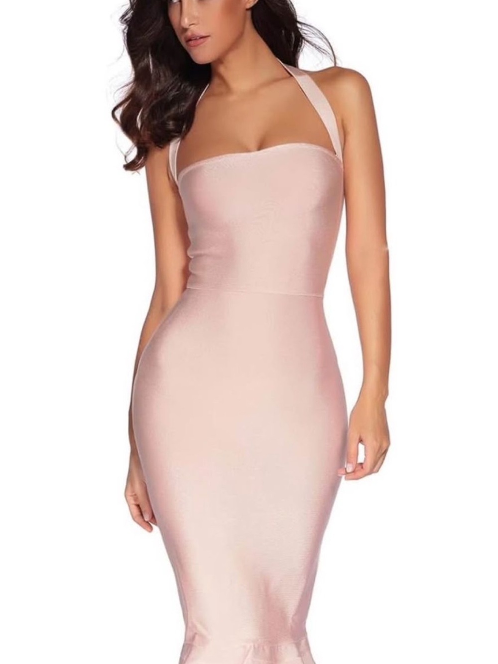 Light Pink Bandage Party Dress Elegant Wedding Guest Dress
